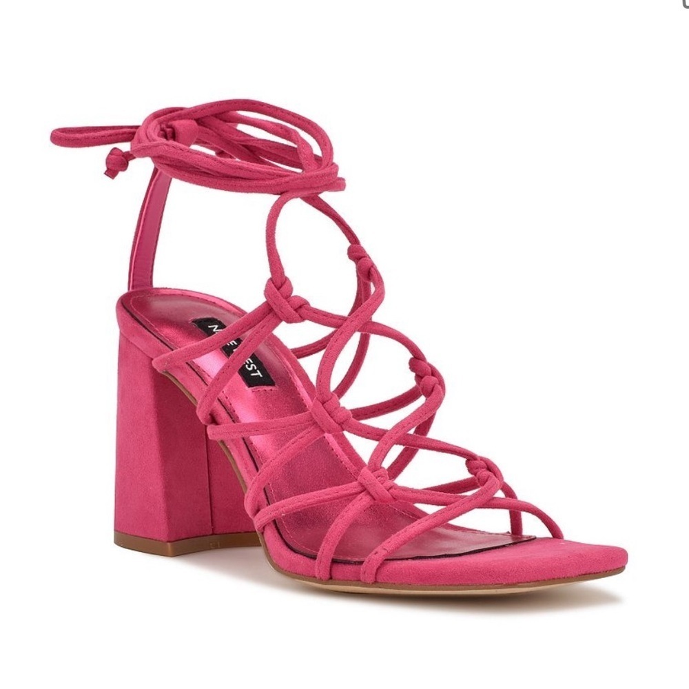 Nine West Womens GLAVEN2 Pink Faux Suede Cushioned Block Heels Size 91/2